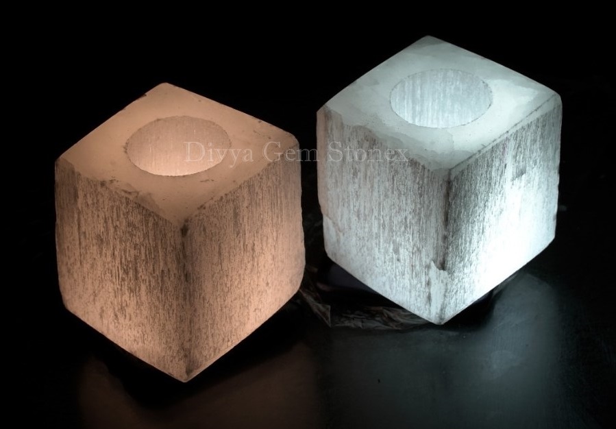 SELENITE TEALIGHT AND LAMPS